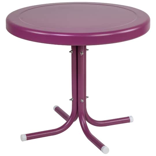 22&#x22; Purple Outdoor Retro Tulip Side Table